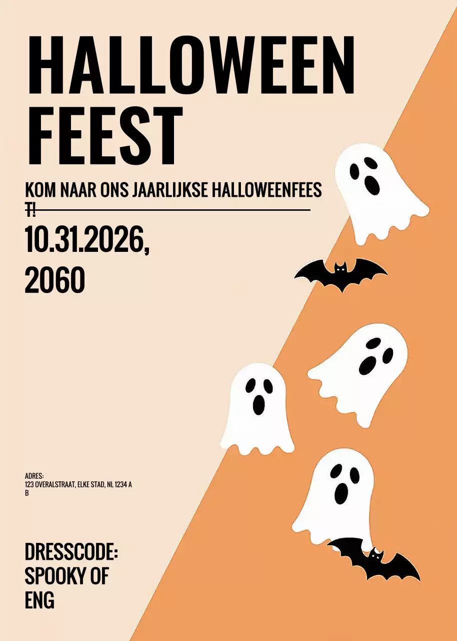 Oranje Retro Halloween Uitnodiging