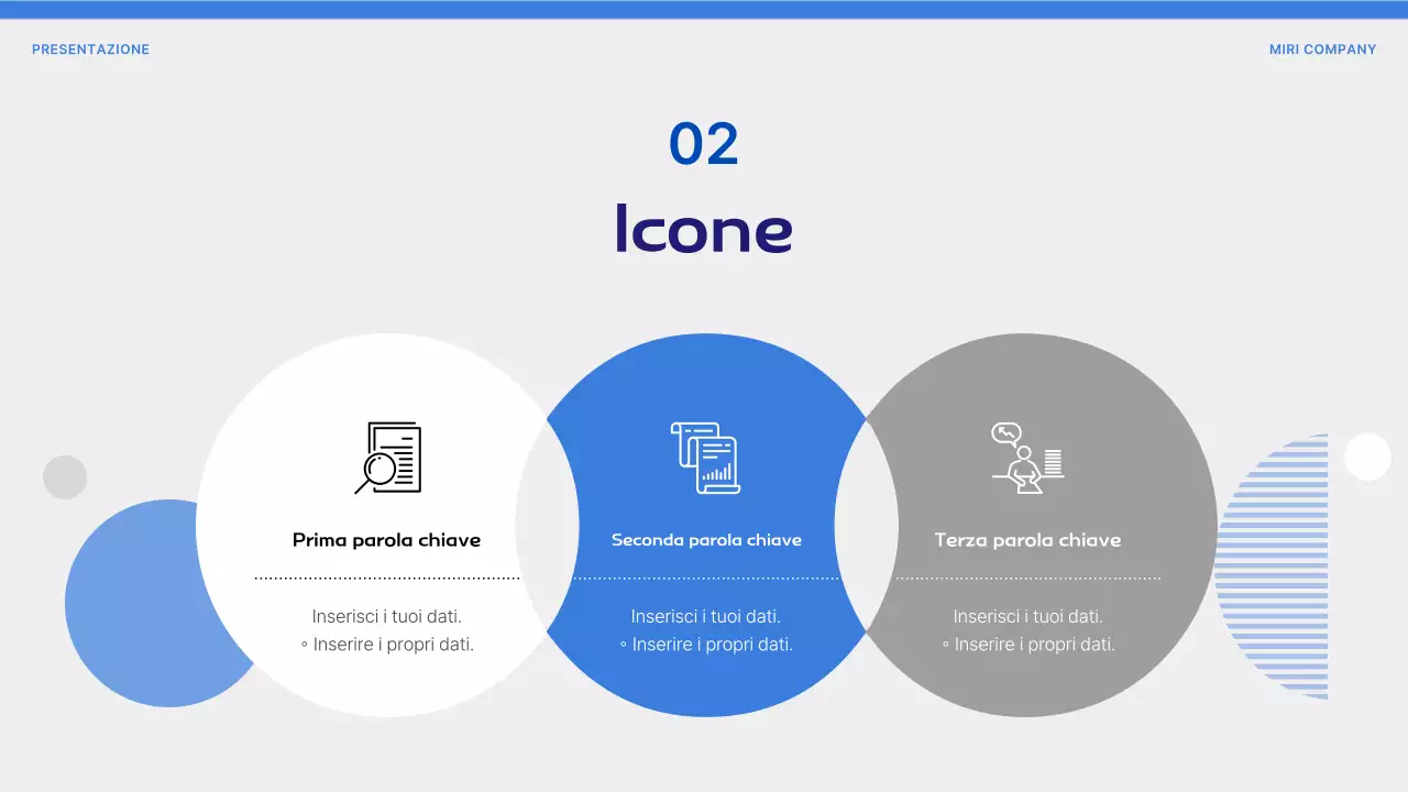 Proposta con forme semplici su sfondo blu