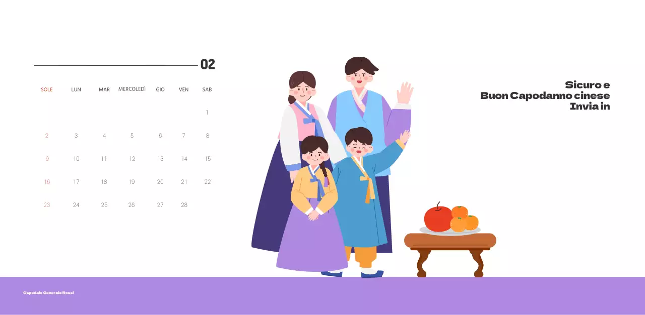 Un ospedale festivo con illustrazioni a tema salute e famiglia e accenti colorati