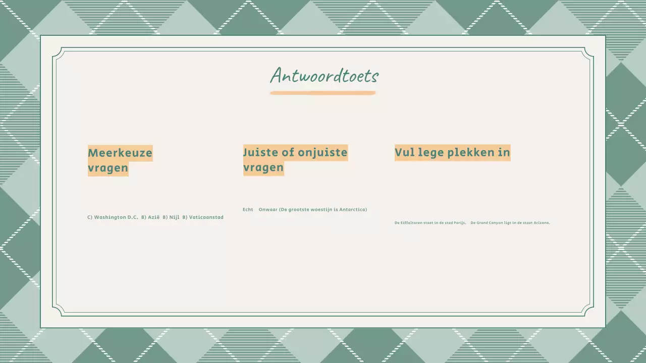 Preppy Leuke Groene School Quiz Presentatie