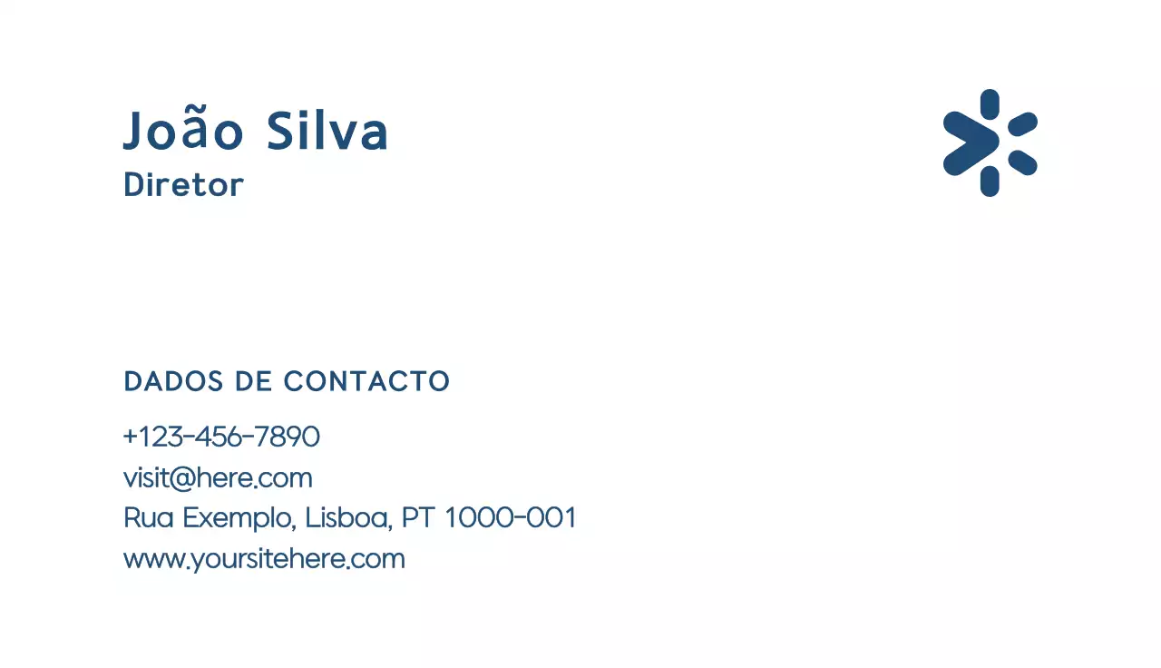cartão de visita minimalista azul