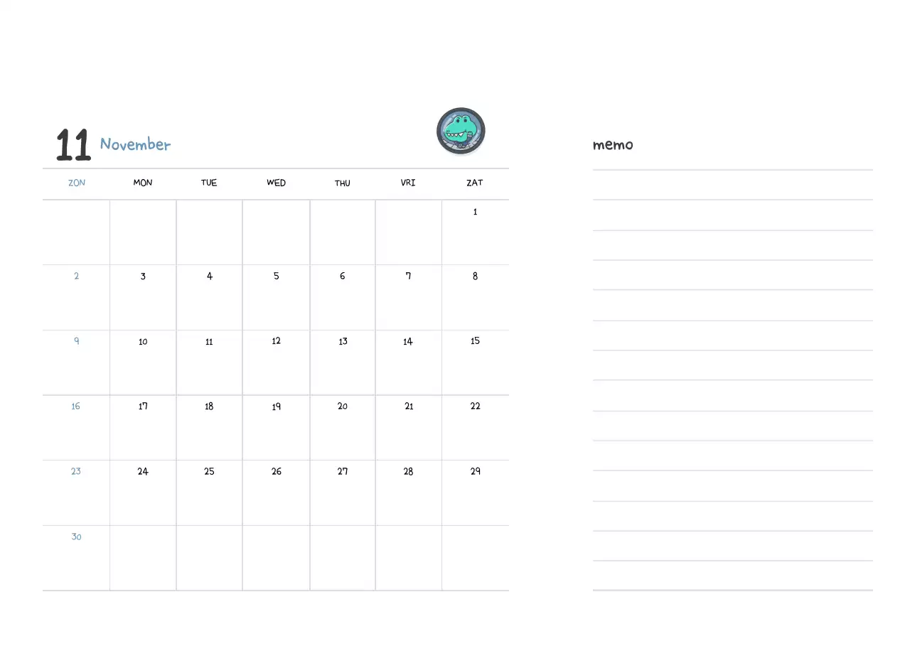 Een kalender met een schattig Ago-illustratieconcept