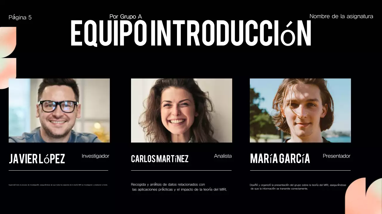 Presentación general del proyecto del Grupo Orange Modern