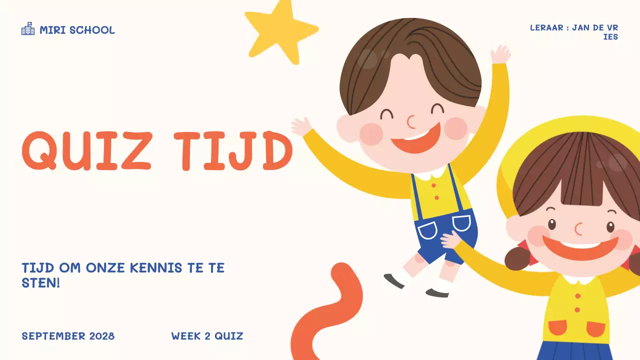 oranje ludiek schoolevenement quiz tijd presentatie
