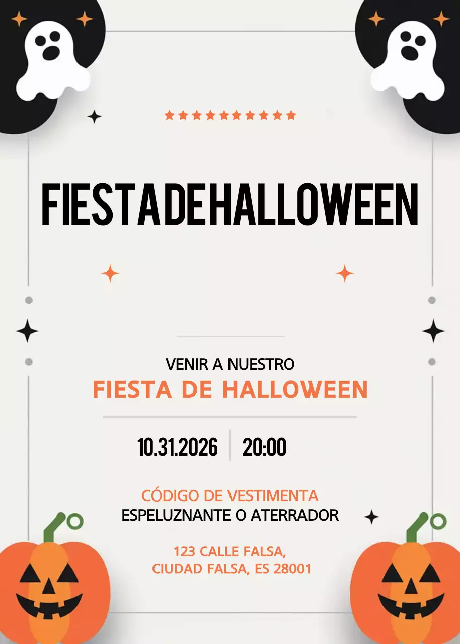 Invitación de Halloween retro naranja