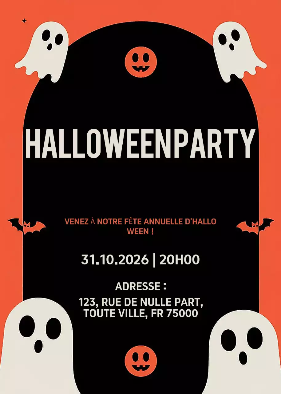 Invitation rétro orange pour Halloween