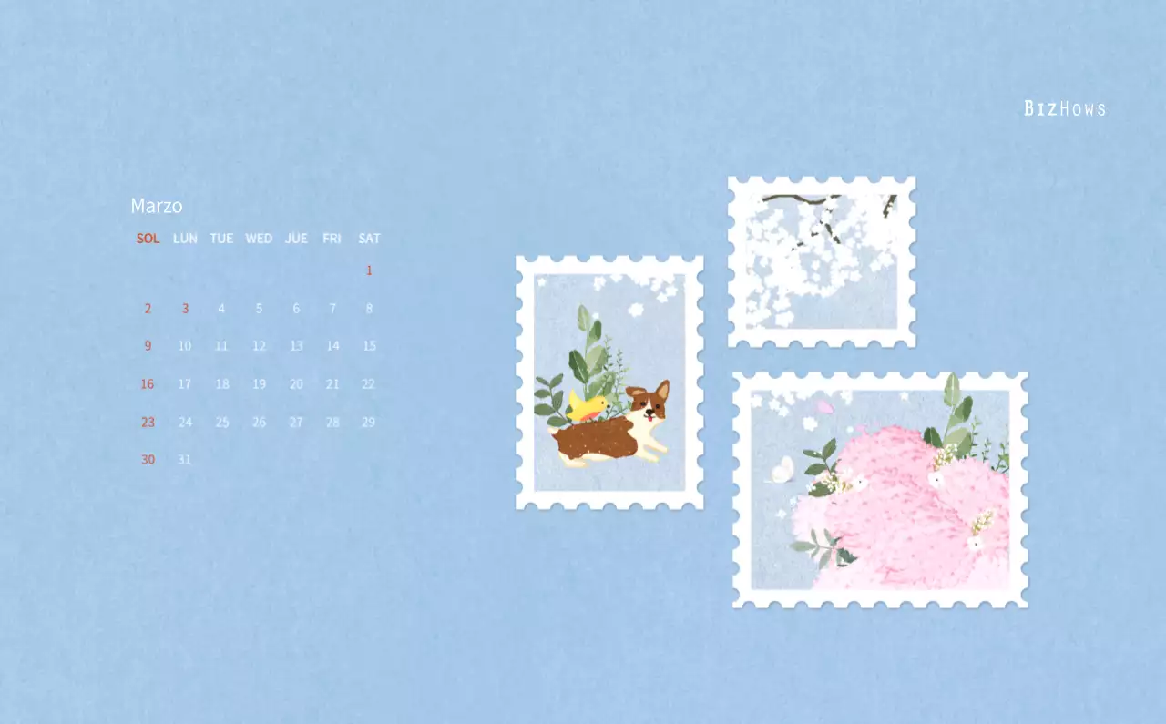 Calendario de Año Nuevo con cálidas ilustraciones