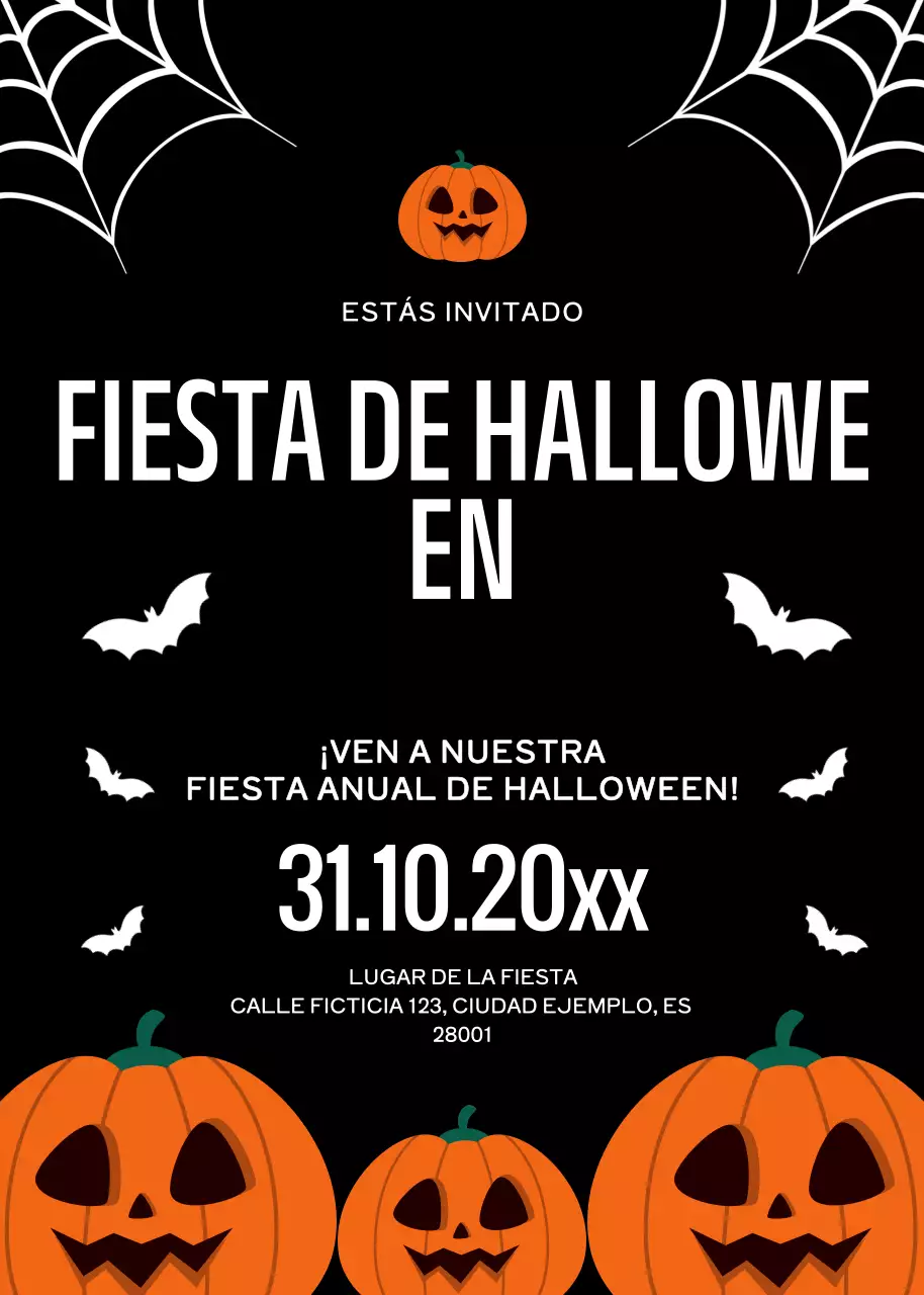 invitación tradicional negra de Halloween