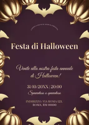 invito di Halloween vintage in oro