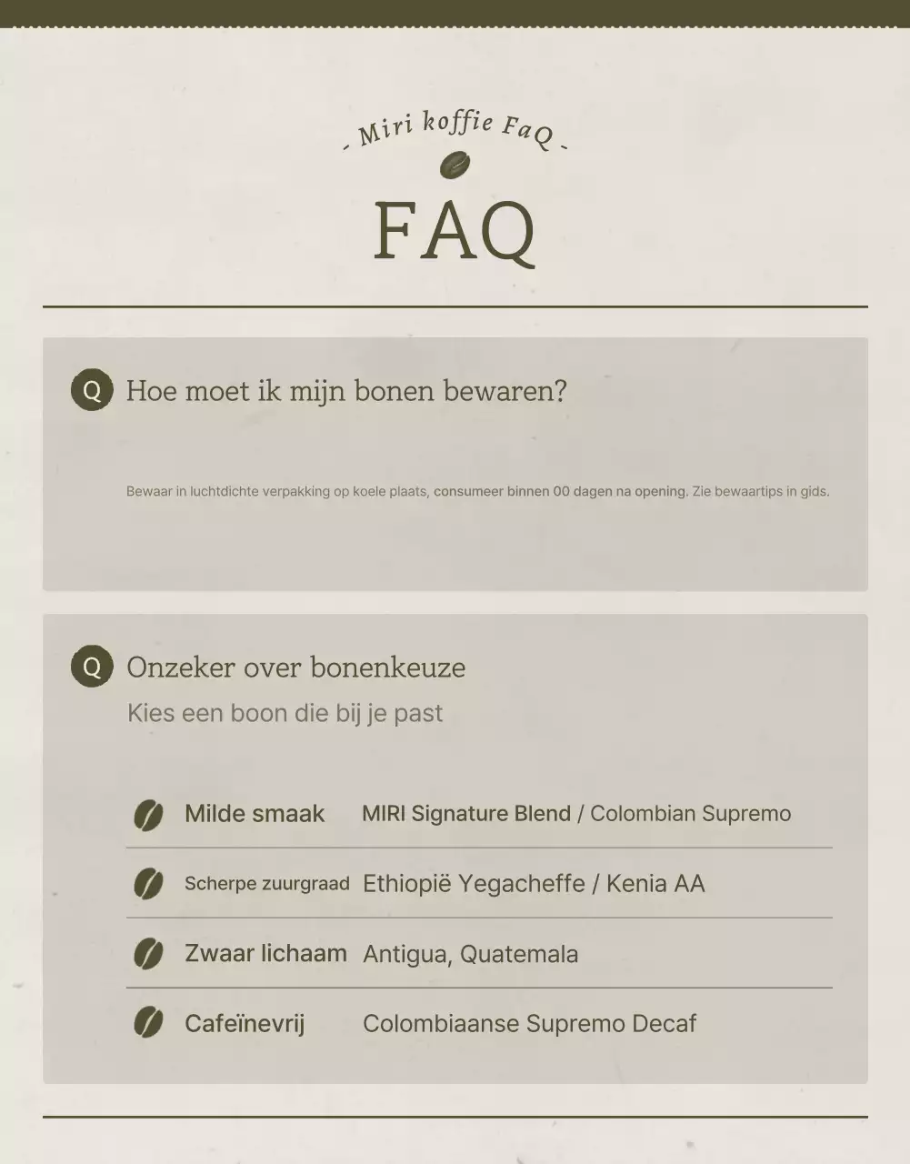 Promoot de verkoop van vintage koffiebonen in lichtblauw en bruin