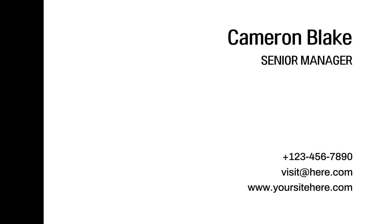 schwarze Minimal-Visitenkarte