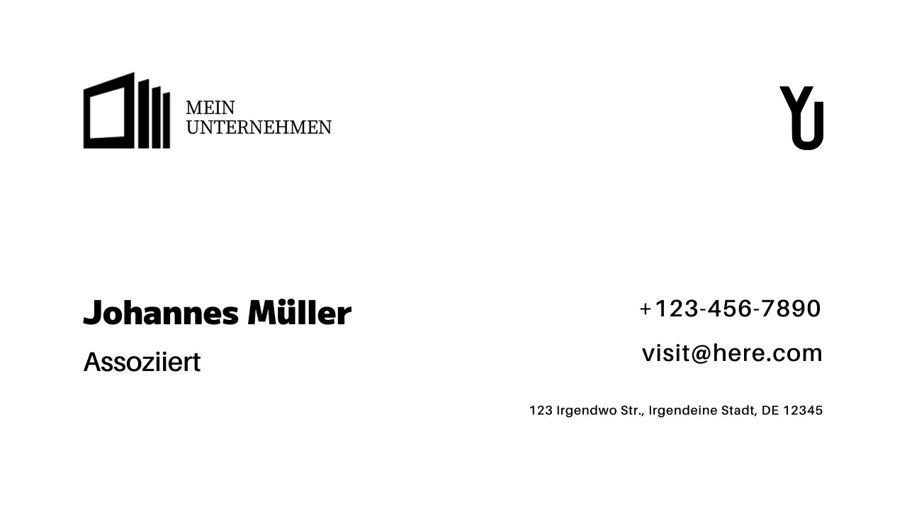 schwarze minimalistische Visitenkarte