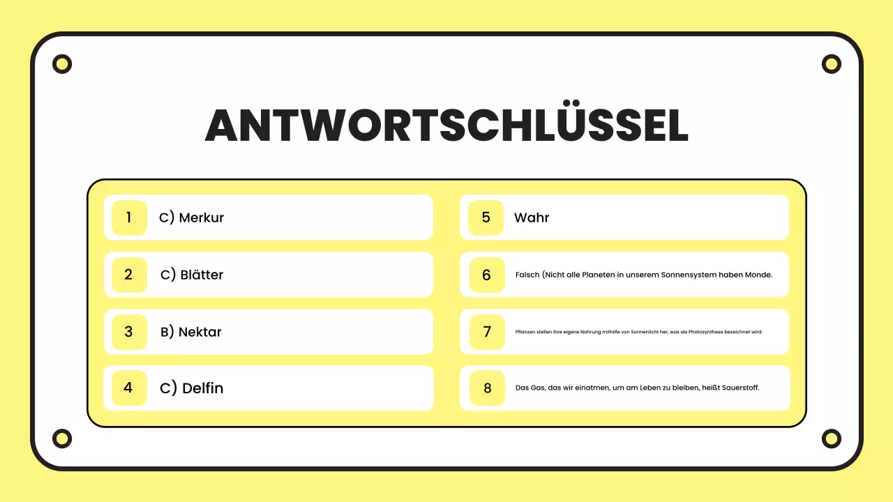 gelbe einfache Quiz-Präsentation