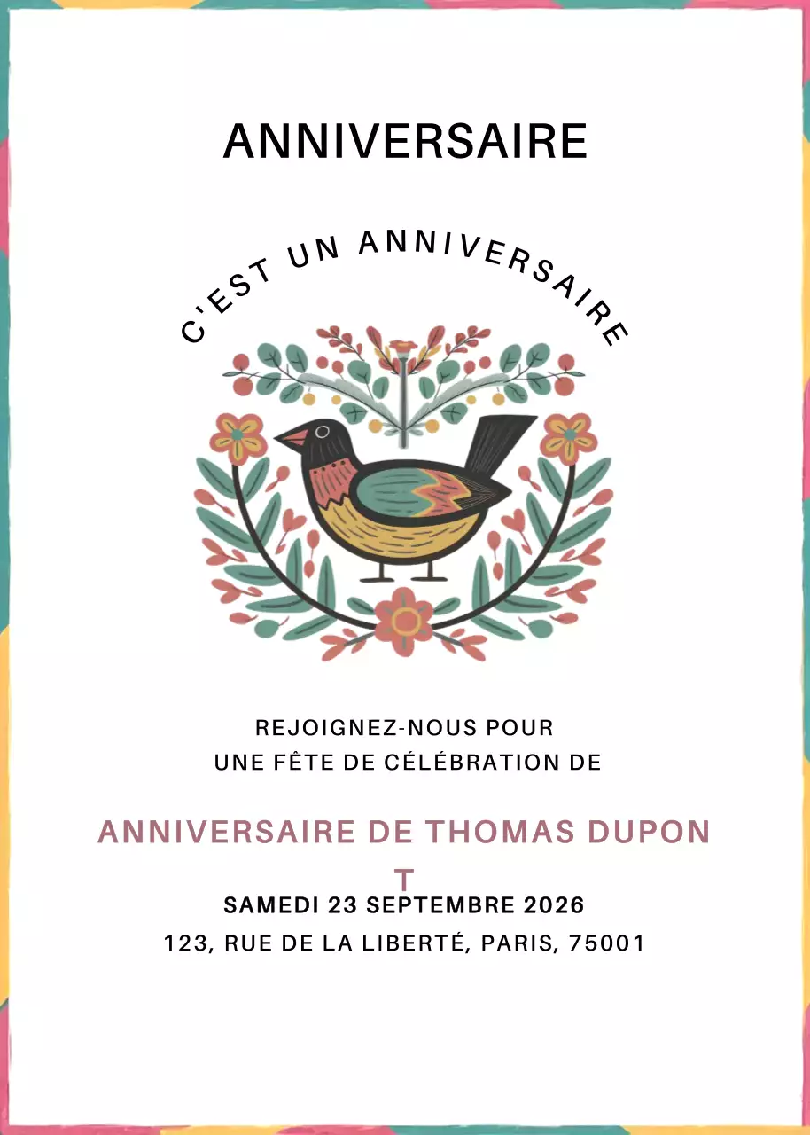 Invitation d'anniversaire rustique et colorée