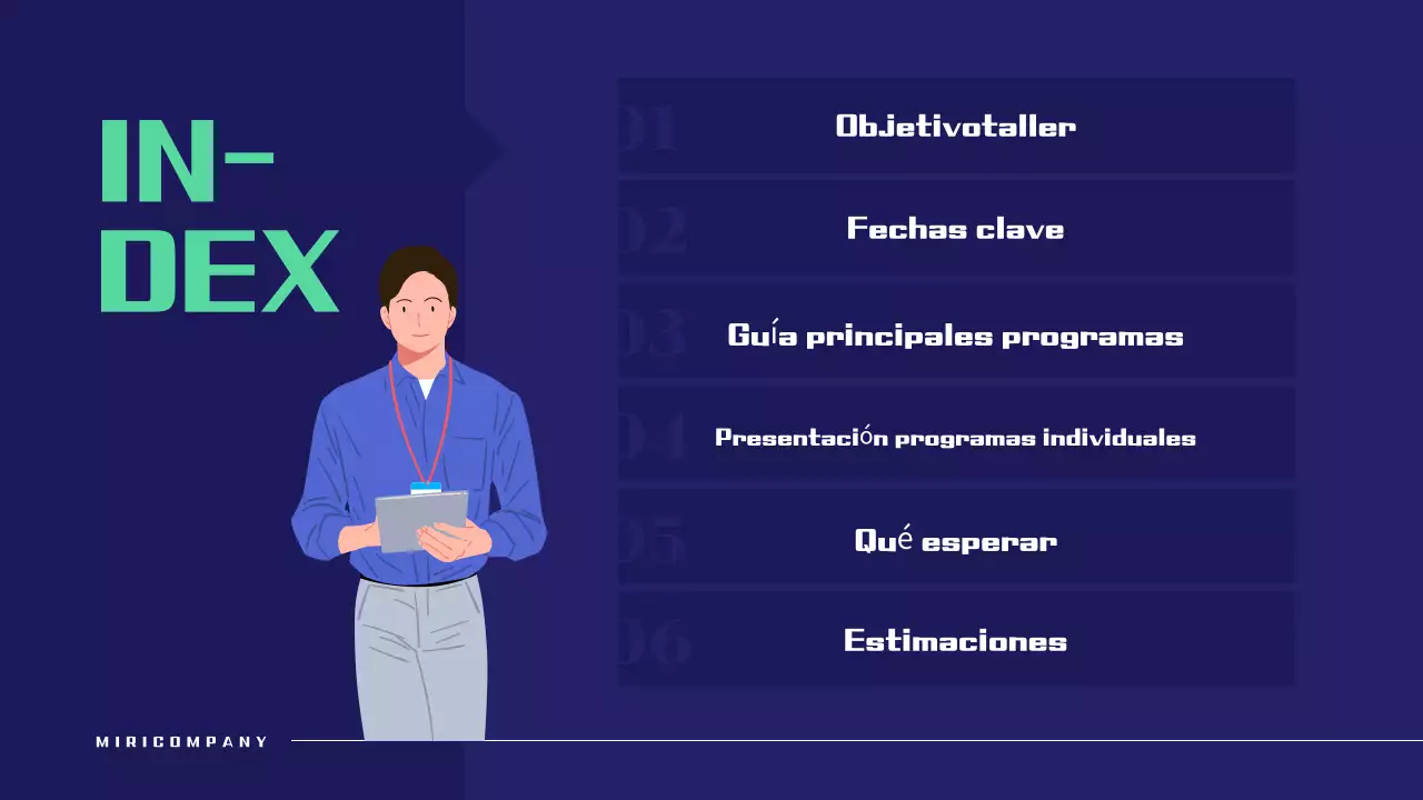 Propuesta de taller sencillo en azul marino y verde