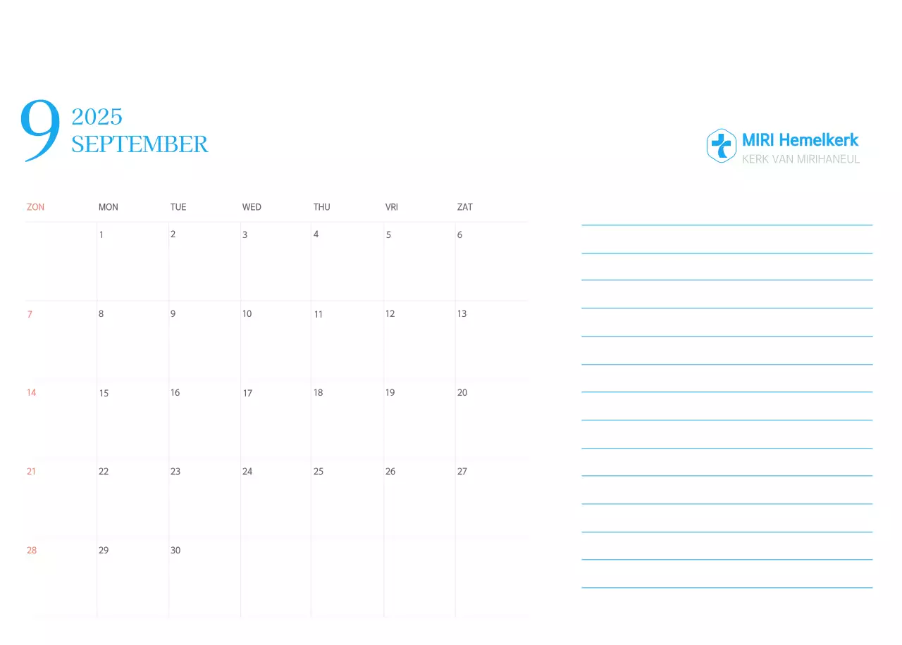 Blauw modern concept kerkkalender