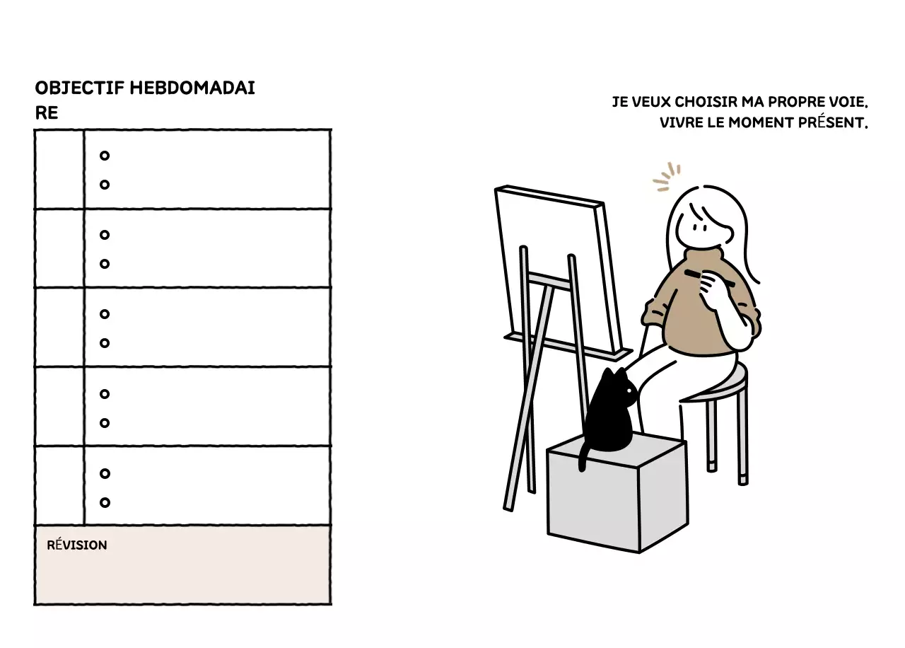 Calendrier illustré avec un joli style de lignes