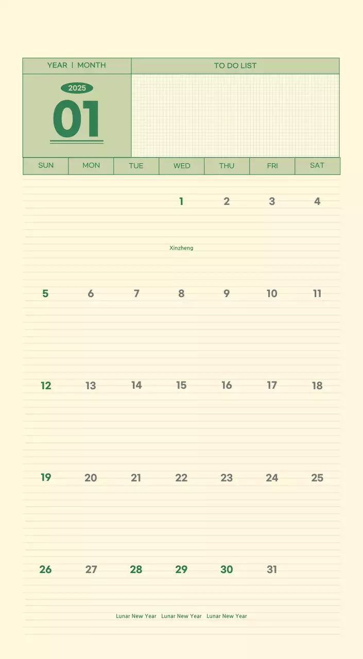 SAT D-Day Notepad Concept Wall Calendar in Green and Light Yellow