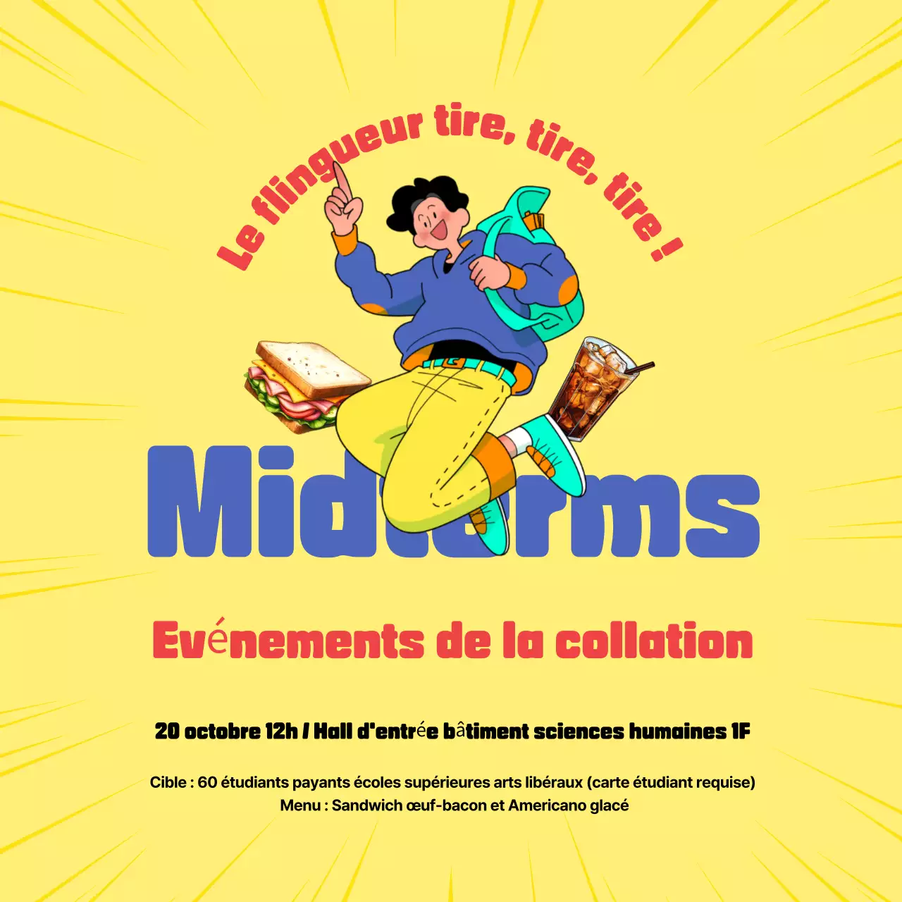 En-cas aux accents jaunes et rouges pour promouvoir les événements