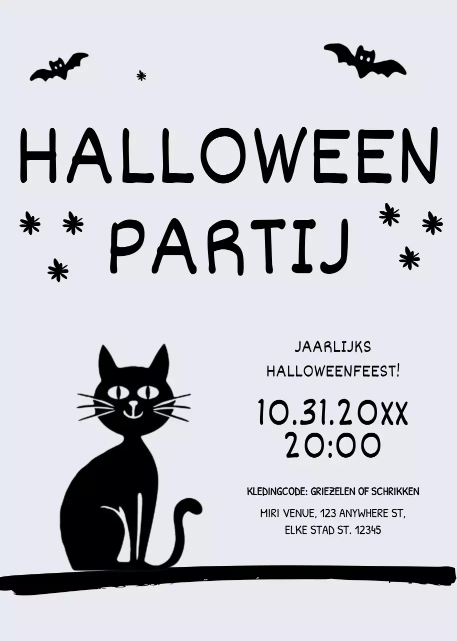 Zwart grijs Halloween feest uitnodiging minimale stijl
