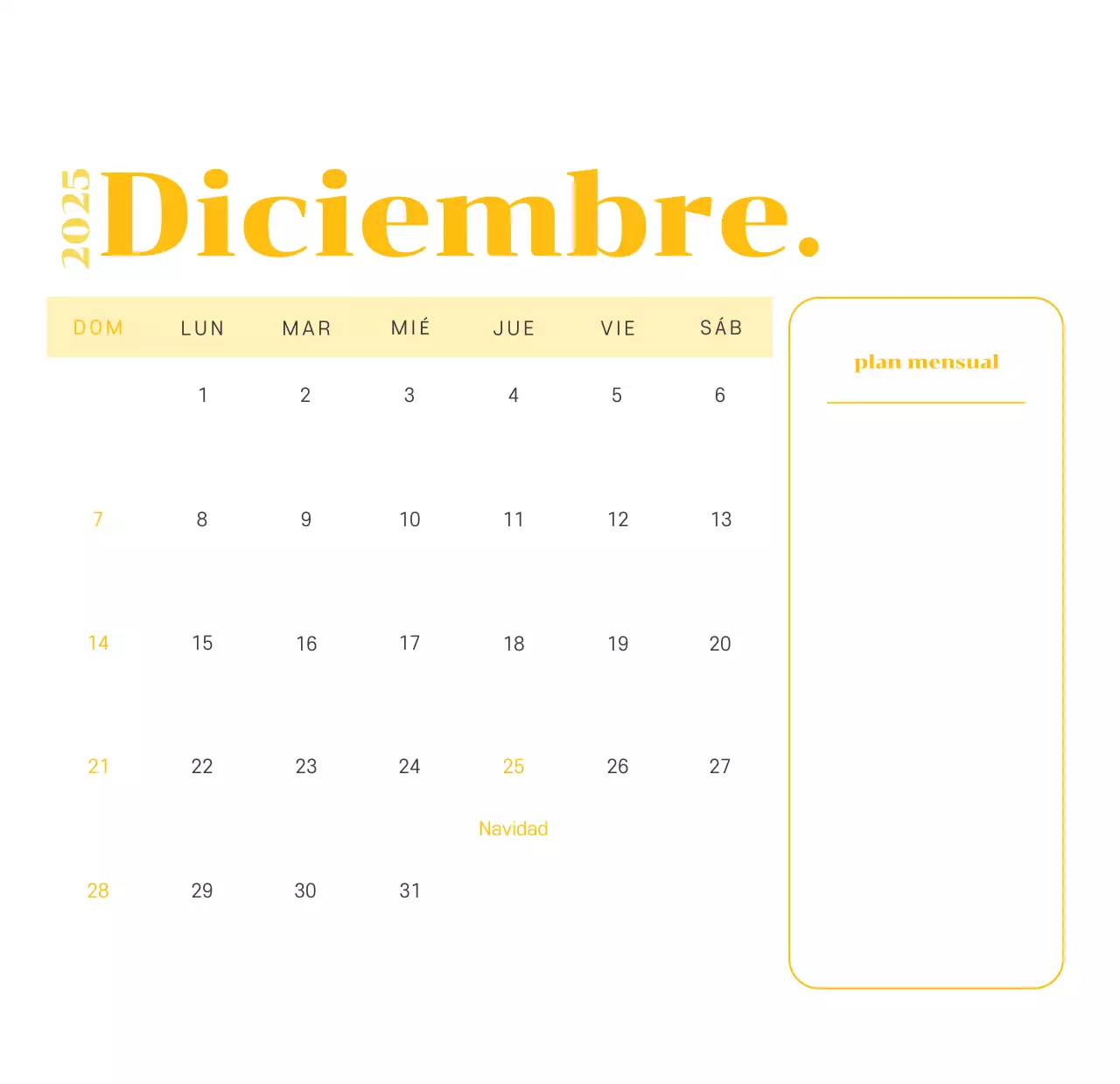 Calendario con ilustraciones juveniles sobre fondo amarillo verdoso