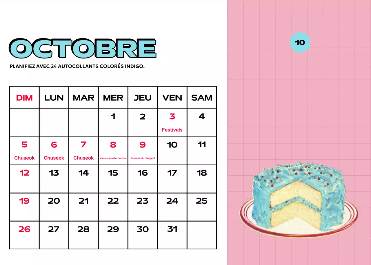 Calendriers colorés avec une variété d'illustrations rétro