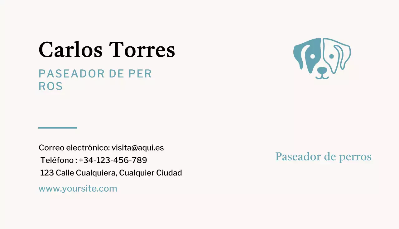 tarjeta de visita minimalista beige