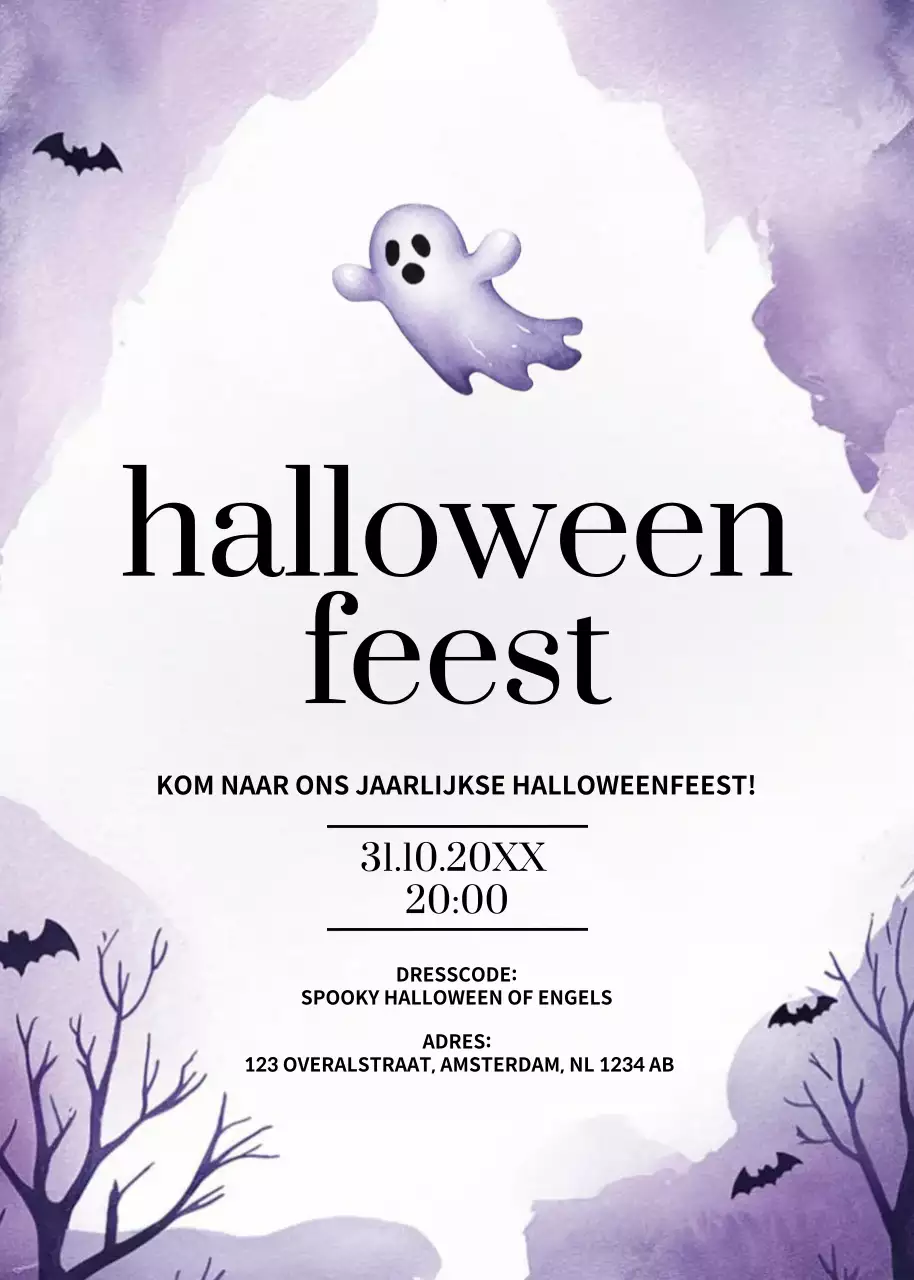 paarse spookachtige Halloween-uitnodiging