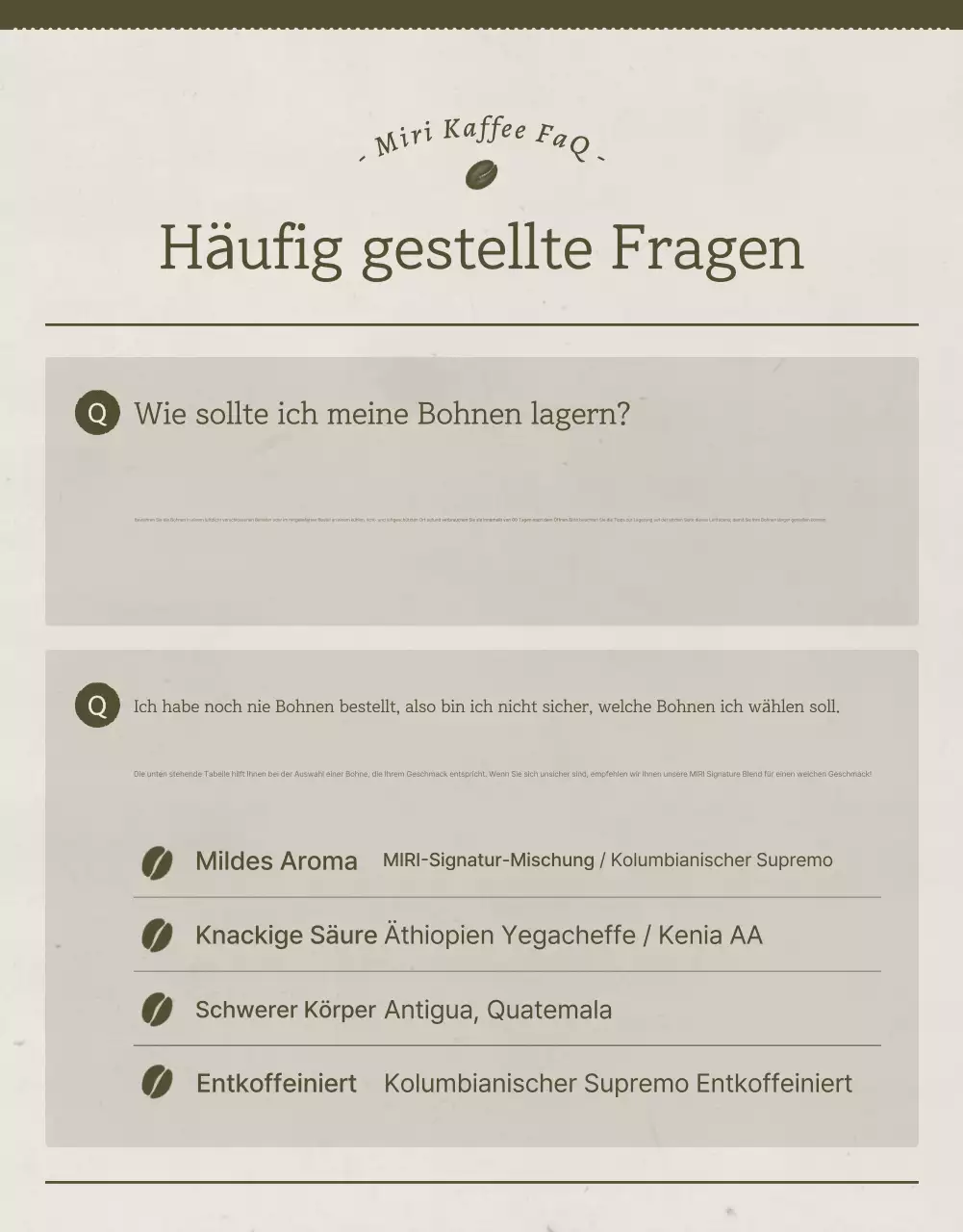Förderung des Verkaufs von alten Kaffeebohnen in Hellblau und Braun