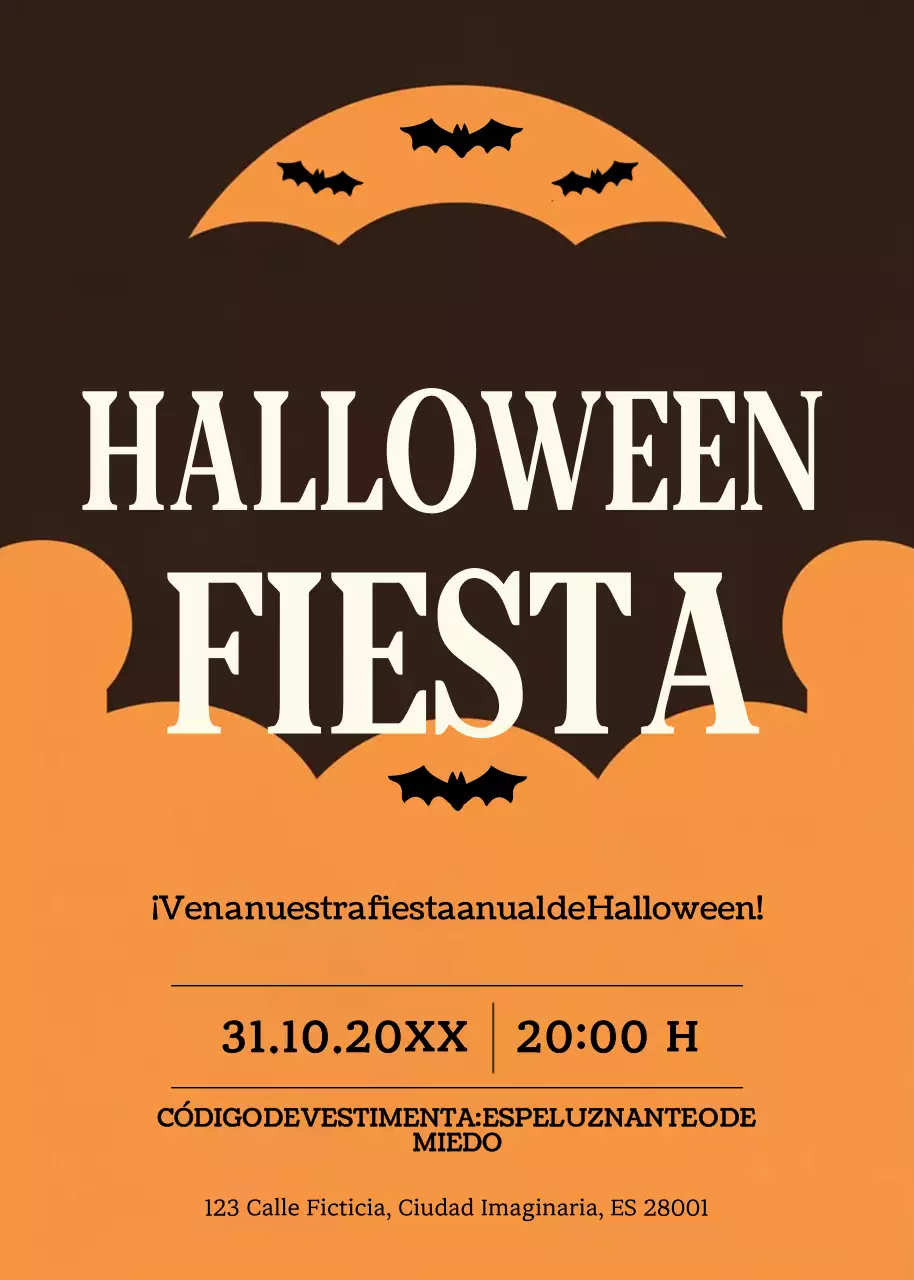invitación retro naranja para Halloween