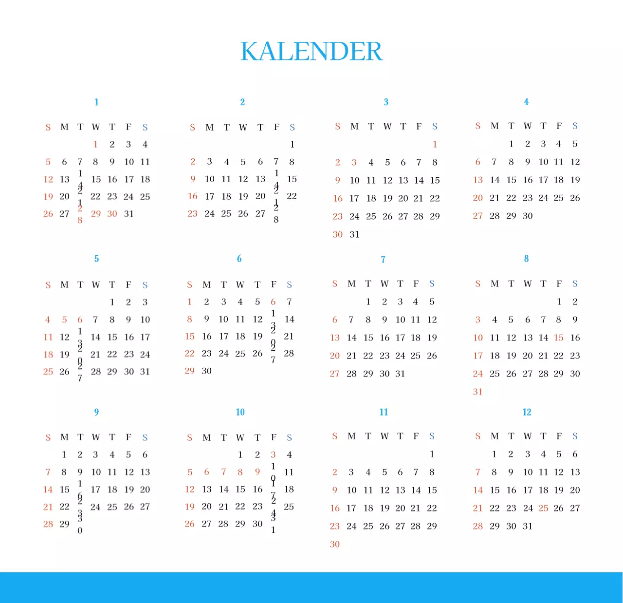 Blaues modernes Konzept Kirchenkalender