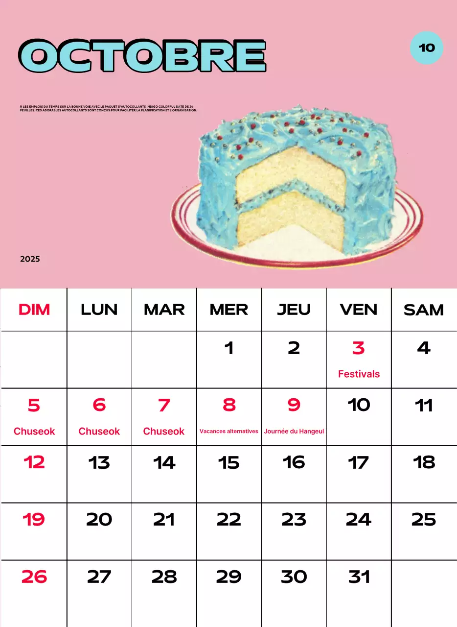Calendriers colorés avec une variété d'illustrations rétro