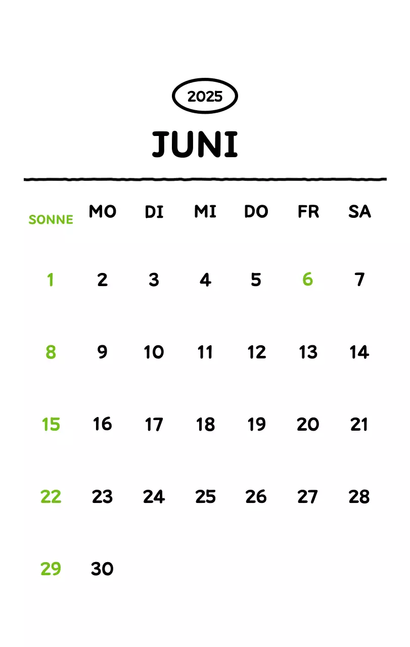 Illustrierter Kalender mit schönem Linienstil