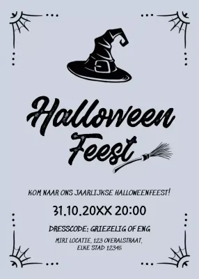 Zwart grijze Halloween uitnodiging retro stijl
