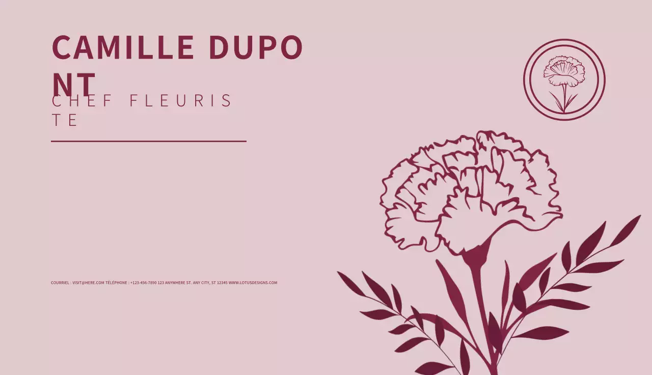 carte de fleuriste rose élégante
