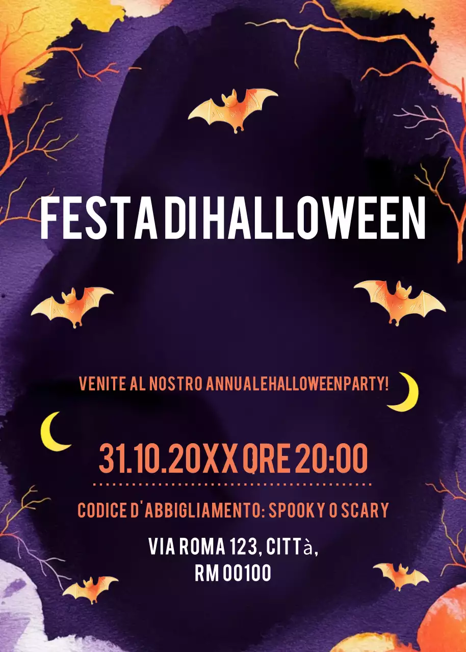 invito di Halloween spettrale viola