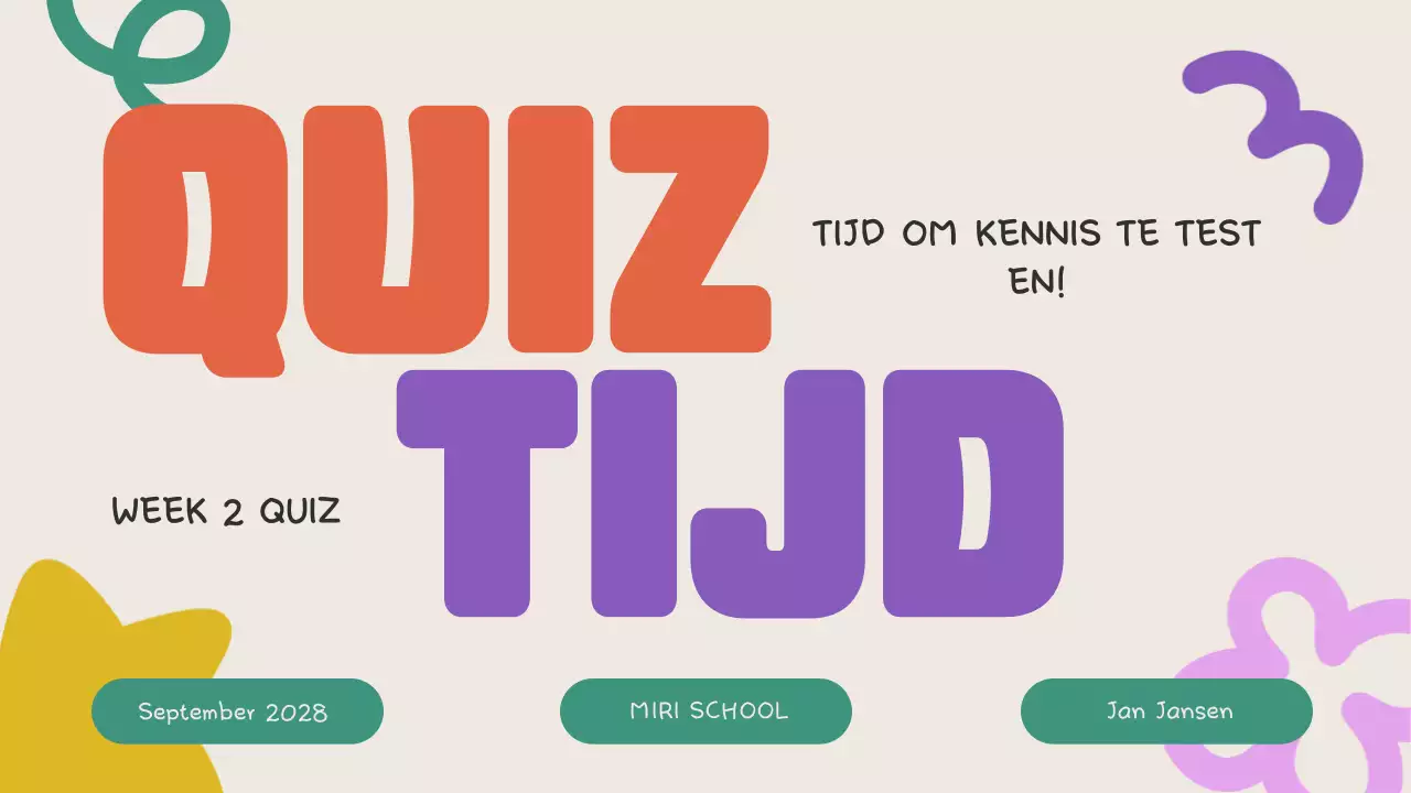 Kleurrijke quiz aankondiging