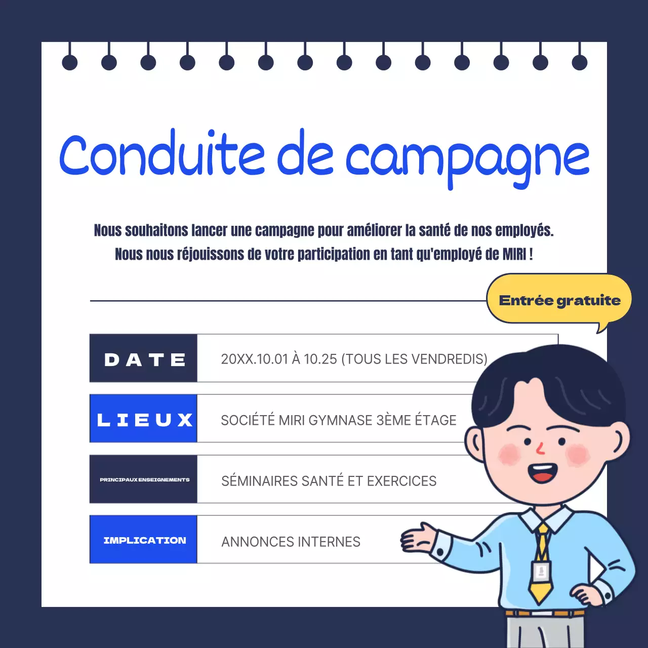 Faites la promotion de la campagne de santé de votre entreprise en bleu.