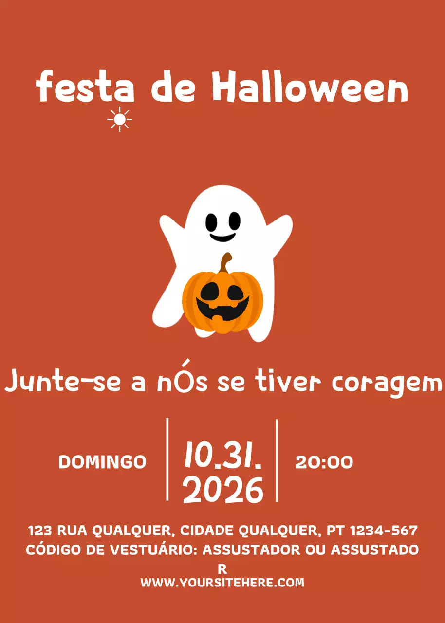 Convite de Halloween laranja retro
