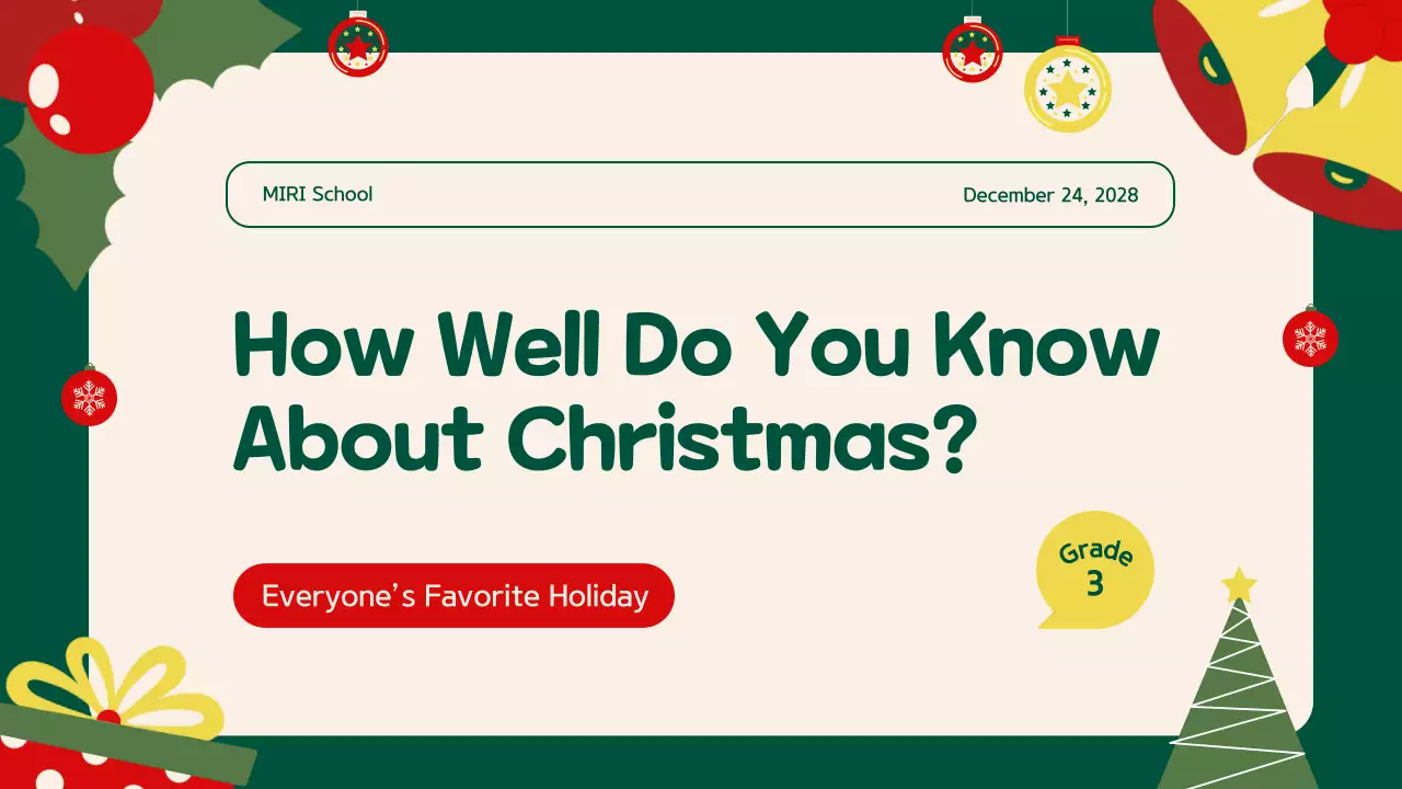 Green Festive Christmas Quiz Announcement Presentation