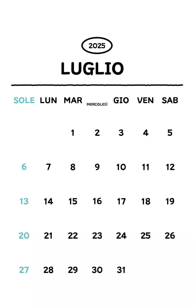 Calendario illustrato con un grazioso stile di linee