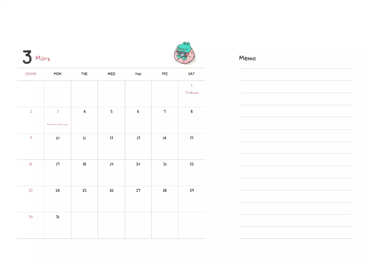 Ein Kalender mit einem niedlichen Ago-Illustrationskonzept