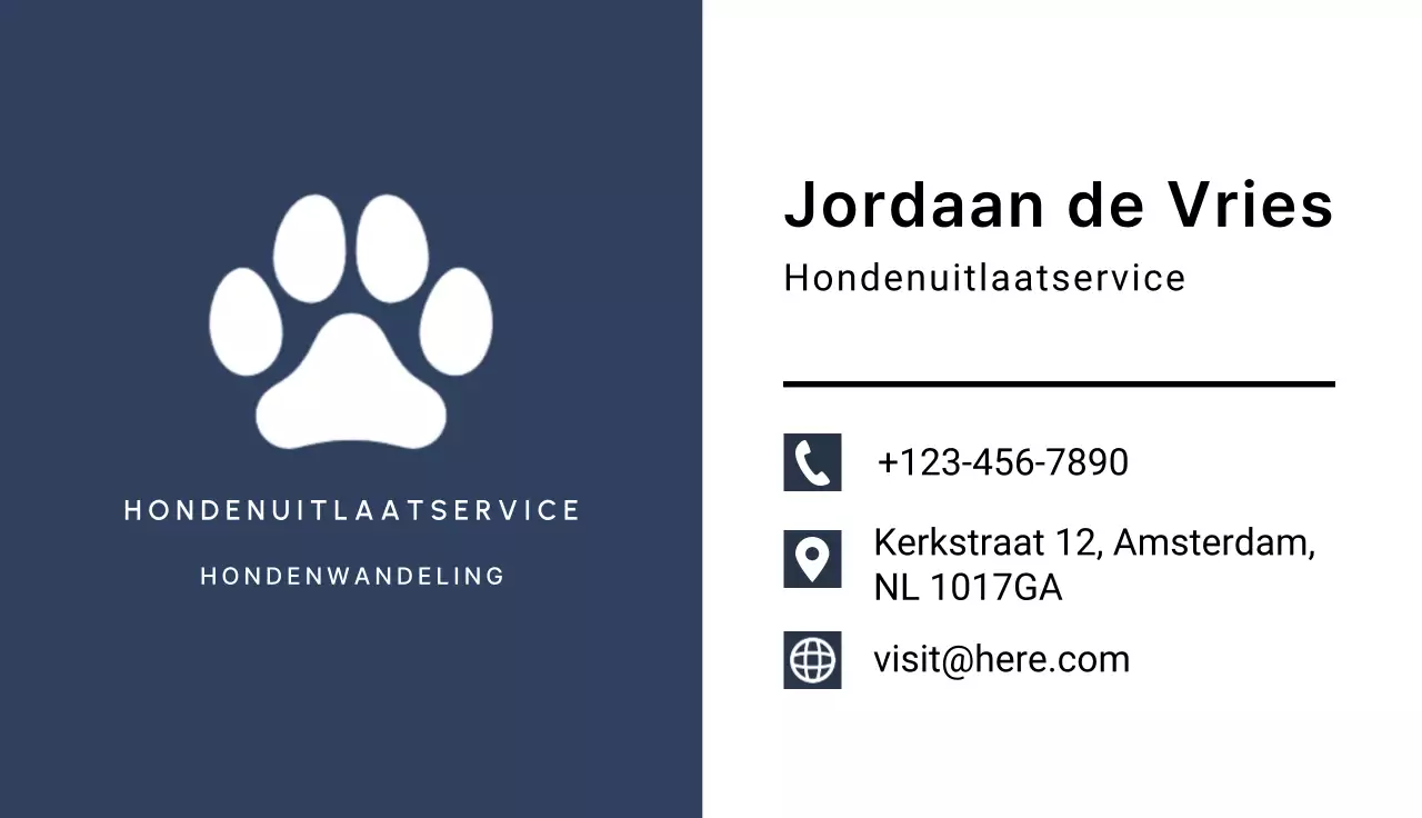 marine eenvoudig honden visitekaartje