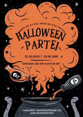 Orange Retro-Halloween-Einladung