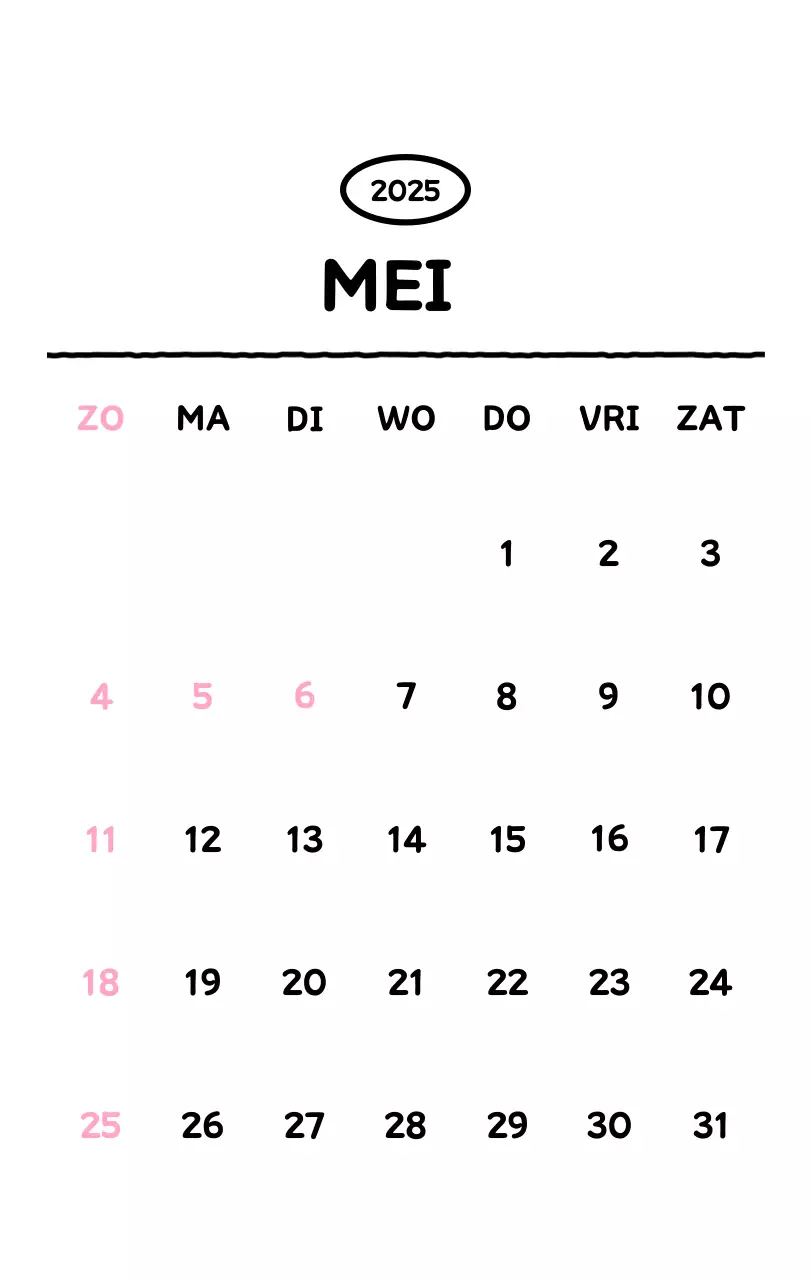 Geïllustreerde kalender met een mooie lijnstijl