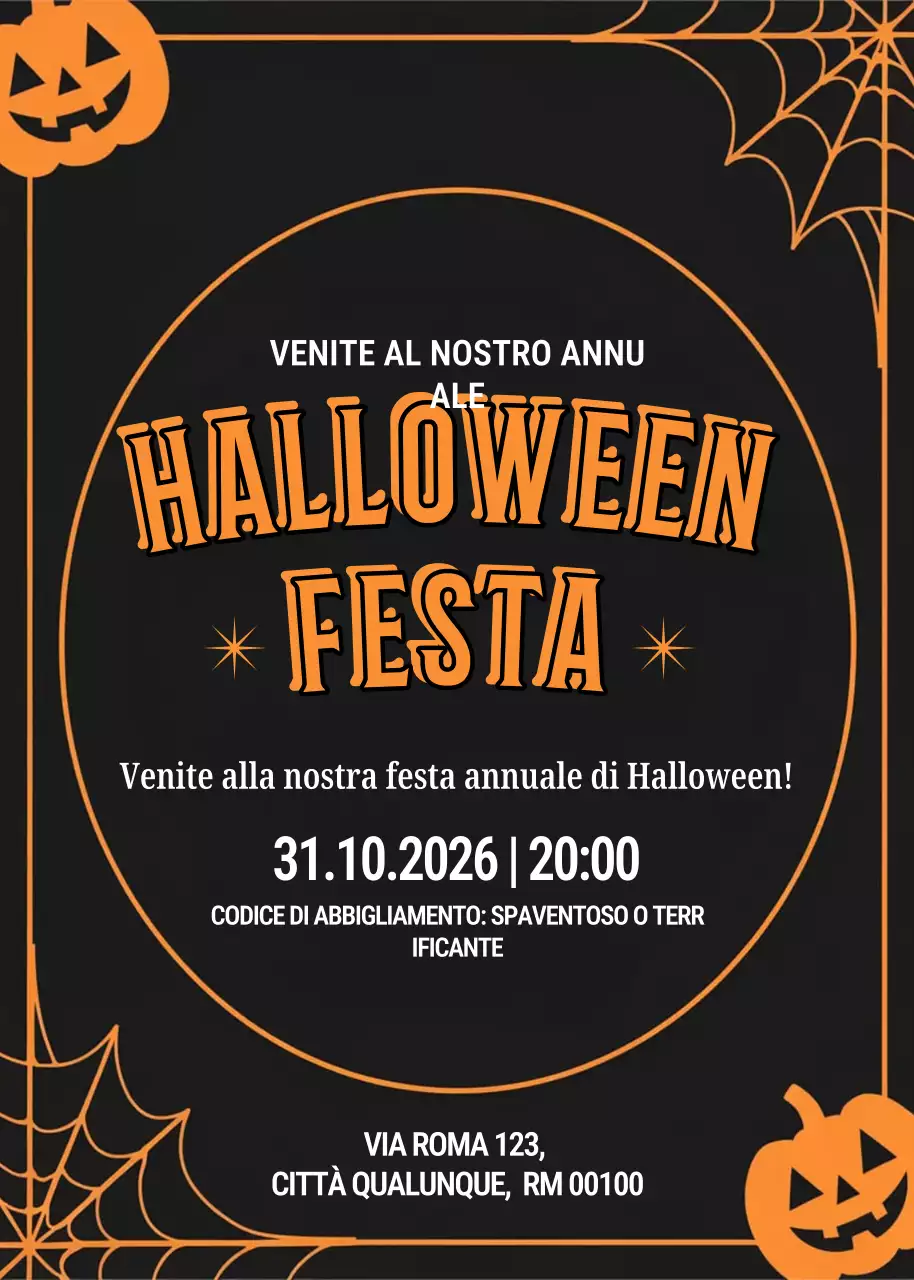 Invito di Halloween arancione retrò