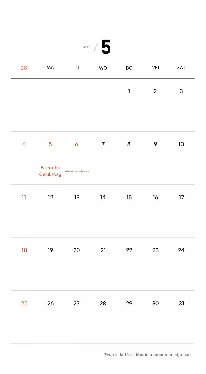 Eenvoudige bureaukalender met koffiefoto's voor cafés in witte tinten