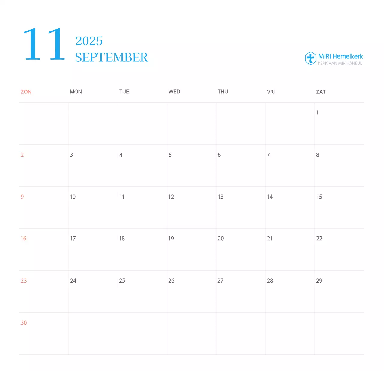 Blauw modern concept kerkkalender