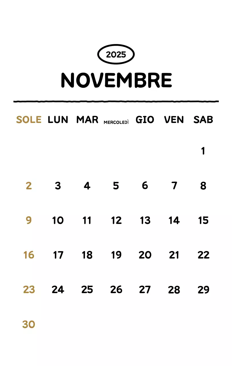 Calendario illustrato con un grazioso stile di linee