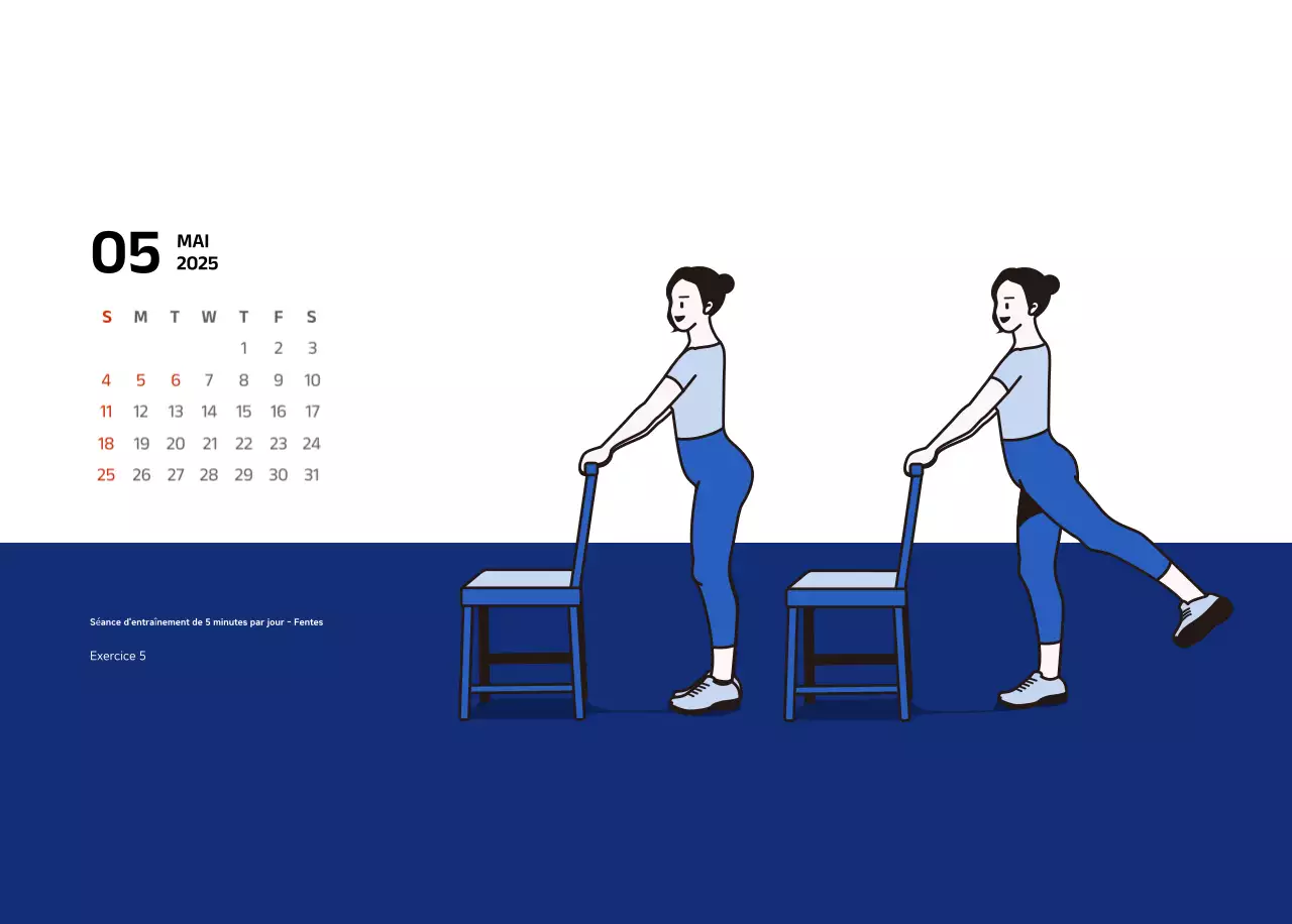 Calendrier simple avec des illustrations bleues et épurées